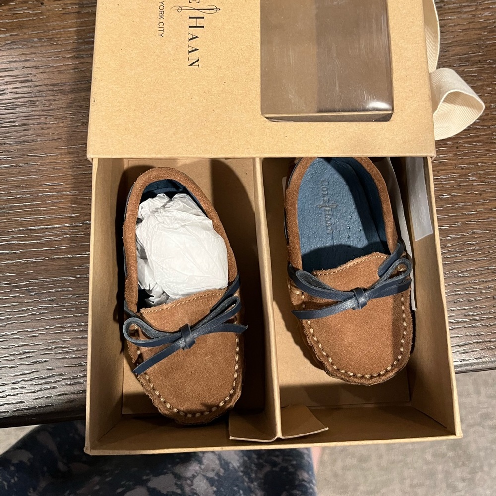 Infant Cole Haan soft sole loafers with adjustable tie